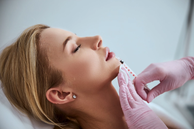 Photo of patient receving dermal filler injection